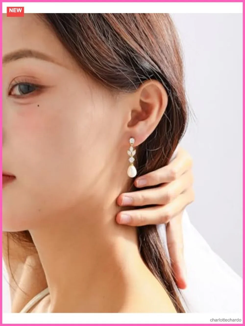 14k Gold Plated Pearl Drop Earrings with Cubic Zirconia, Hypoallergenic Wedding